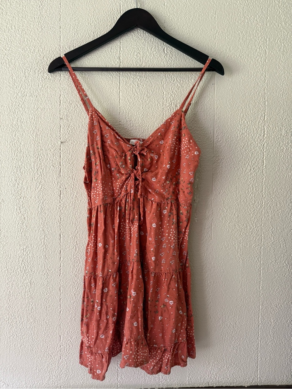 Aeropostale Rust-Orange Floral Tie Detail Top